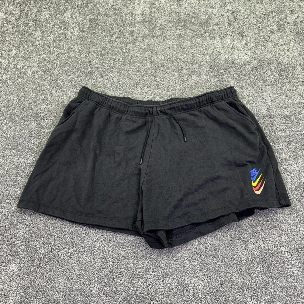 Nike Shorts Womens 3X Black Sweat Jersey Elastic Waist Pockets Logo Athletic